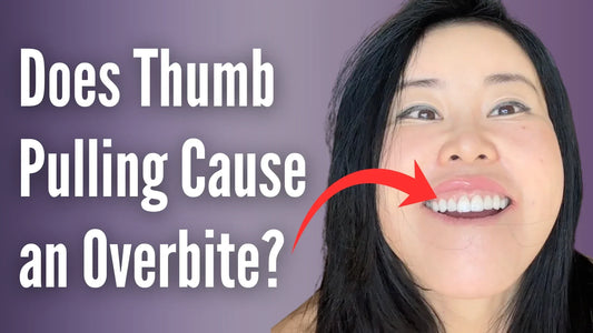 Koko Face Yoga thumbnail discussing if thumb pulling exercise causes overbite, facial alignment and jaw posture effects.
