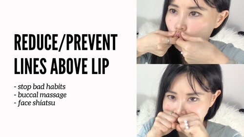 Thumbnail for 'Koko Face Yoga: Reduce/Prevent Lines Above Upper Lip', featuring strategies like stopping bad habits, buccal mouth massage, and face shiatsu to minimize the appearance of wrinkles above the upper lip.