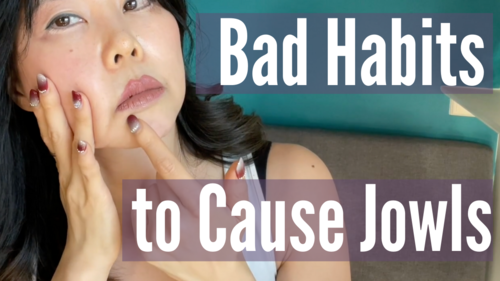 Thumbnail for '5 Bad Habits To Cause Jowls', highlighting lifestyle and facial habits that contribute to the development of sagging skin along the jawline and how to prevent them.