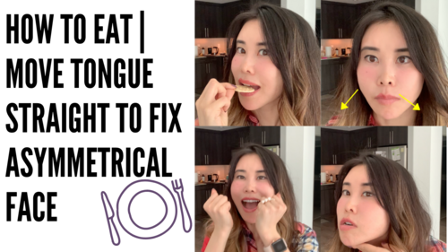 Thumbnail for 'How to Eat: Reduce Chin Tension & Lift Skin', demonstrating facial muscle movements to enhance skin tone.