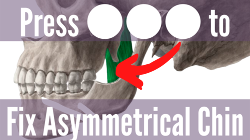 Thumbnail for a blog post titled 'Relax Jaw Sliding Muscle To Fix Asymmetrical Chin', outlining techniques to ease muscle tension and correct chin asymmetry for a balanced facial appearance.