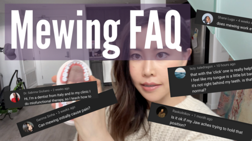 Thumbnail for 'Koko Face Yoga: FAQ About Mewing', addressing common questions and providing expert insights into the practice of mewing for facial structure improvement.