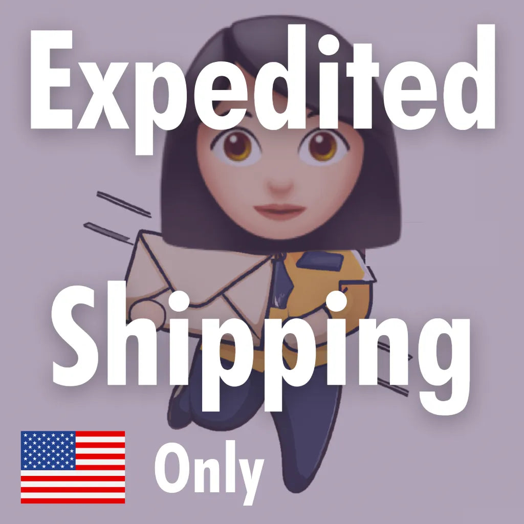 Graphic highlighting the Koko Face Yoga Expedited Shipping option, showcasing a speedy delivery symbol and emphasizing quick and efficient delivery service for face yoga products. Expedited Shipping